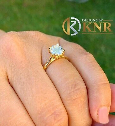 Pre-owned Knr 14k Yellow Gold Round Cut Diamond Engagement Ring Solitaire Prong Bridal 0.80ct In I