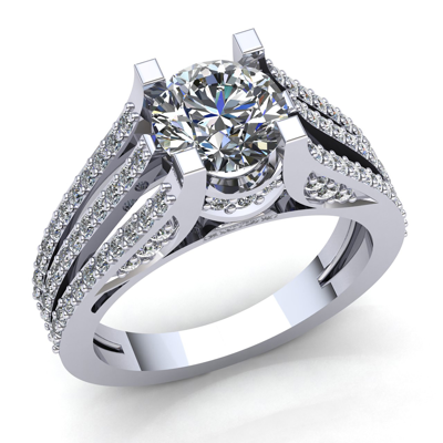 Pre-owned Jewelwesell Natural 1carat Round Cut Diamond Ladies Split Shank Engagement Ring 14k Gold