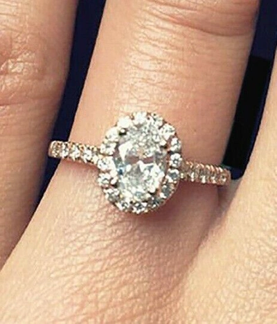 Pre-owned Tiffany & Co Gia Certified Diamond Engagement Halo Style Ring 2.00 Ct Oval Cut 18k White Gold In I (with Slight Tint Of Color)