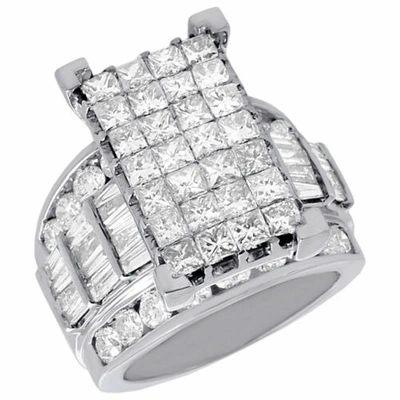 Pre-owned Jfl Diamonds & Timepieces 14k White Gold Genuine Princess Diamond Cinderella Wedding Engagement Ring 5 Ct.