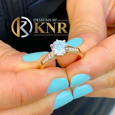 Pre-owned Knr 14k Solid Yellow Gold Round Cut Natural Diamond Engagement Ring Prong Set 0.85ct In I