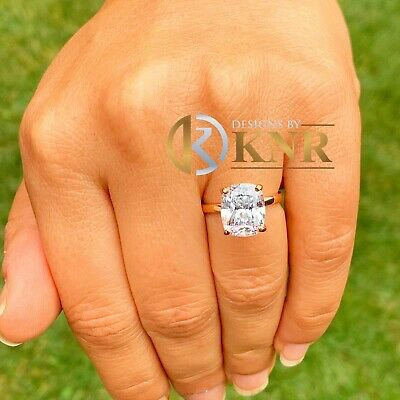 Pre-owned Knr 14k Solid Rose Gold Cushion Cut Moissanite Engagement Ring Solitaire 4.00ct In Pink