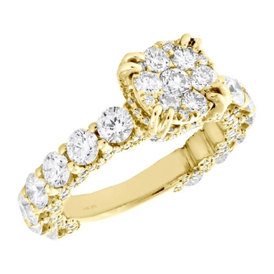 Pre-owned Jfl Diamonds & Timepieces 14k Yellow Gold Cathedral Setting Diamond 3/4 Eternity Engagement Ring 3.25 Tcw In White