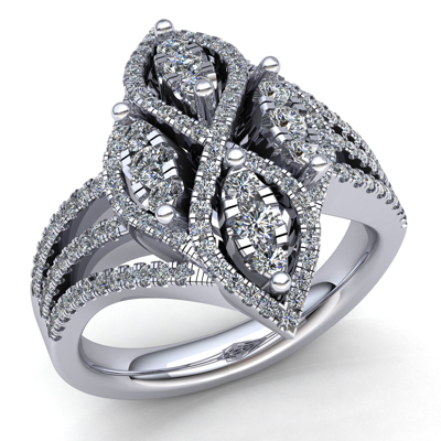 Pre-owned Jewelwesell Natural 2carat Round Cut Diamond Ladies Fancy Bridal Engagement Ring 14k Gold