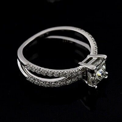 Pre-owned Ppluxury Forever One Moissanite Platinum Diamond Princess Cut Engagement Ring
