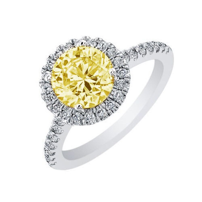 Pre-owned Tiffany & Co Fancy Yellow Round Cut Gia Diamond Engagement Ring Platinum 2.56 Carat Vvs2