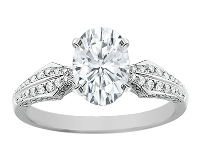 Pre-owned Tiffany & Co Gia Certified 2.50 Carat Oval & Round Cut Diamond Engagement Ring 14k White Gold In H (near Colorless)