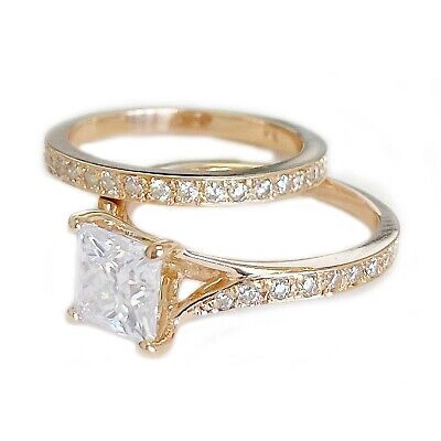 Pre-owned Gia Certified 14k Solid Rose Gold Princess Cut Diamond Engagement Ring 2.10ctw In White