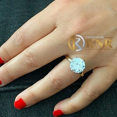 Pre-owned Knr 14k Solid Yellow Gold Round Moissanite Engagement Ring Solitaire 4.00