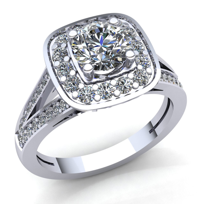 Pre-owned Jewelwesell Natural 1.5ctw Round Cut Diamond Ladies Halo Solitaire Engagement Ring 14k Gold