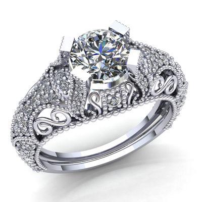 Pre-owned Jewelwesell Real 1.5carat Round Diamond Ladies Vintage Solitaire Engagement Ring 14k Gold
