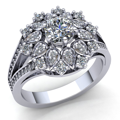 Pre-owned Jewelwesell 2ct Round Diamond Ladies Cluster Flower Engagement Ring 10k Gold