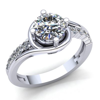 Pre-owned Jewelwesell 1.5ct Round Cut Diamond Ladies Twisted Halo Solitaire Engagement Ring 18k Gold
