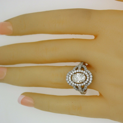 Pre-owned Designs By Wmd Gia Certified Diamond Engagement Ring 3.19 Carat Total Oval Shape 18k White Gold