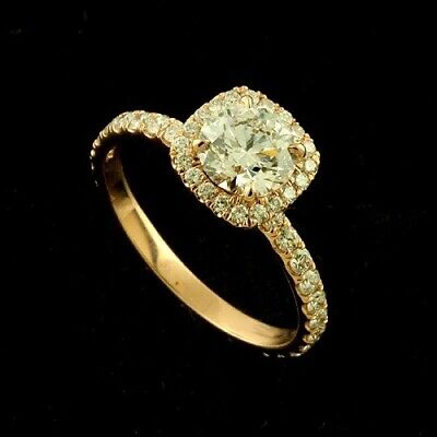 Pre-owned Ppluxury 14k Pink Rose Gold Diamonds Cushion Halo Style Engagement Ring Setting Mounting