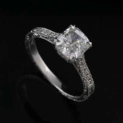 Pre-owned Ppluxury Forever One Moissanite Platinum Art Deco Replica Engraved Engagement Ring