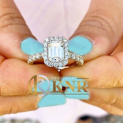Pre-owned Charles & Colvard Huge 14k White Gold Emerald Forever One Moissanite Engagement Ring Bridal 2.70ct