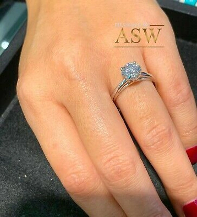 Pre-owned Asw 14k Solid White Gold Round Cut Natural Diamond Engagement Ring Solitaire 0.70ct