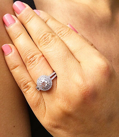 Pre-owned Asw 14k White Gold Round Forever One Moissanite Diamond Engagement Ring Halo 1.25ctw