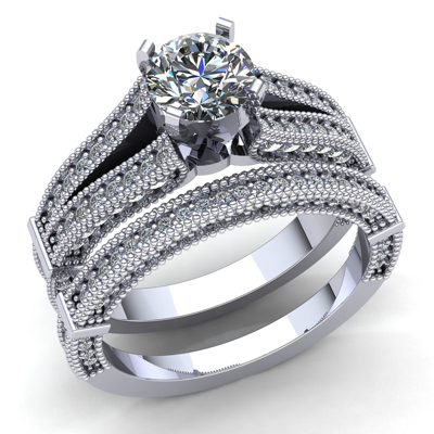 Pre-owned Jewelwesell 1.5ctw Round Cut Diamond Ladies Bridal Set Solitaire Engagement Ring 10k Gold