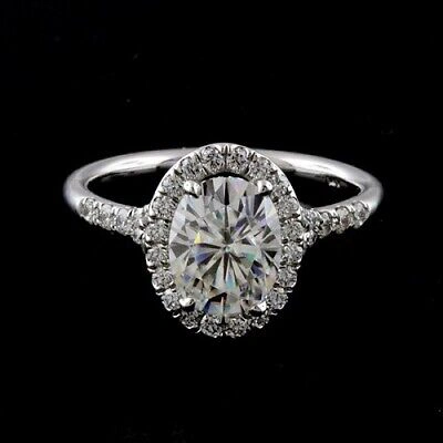 Pre-owned Ppluxury 1.5ct Oval Forever One Moissanite 14kw Gold Diamond Engagement Ring