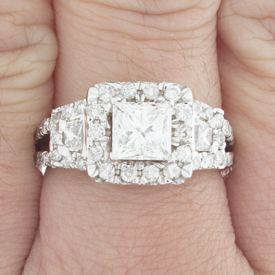 Pre-owned Tiffany & Co Gia Certified Diamond Engagement Halo Ring 2.00 Ct Princess Cut 18k White Gold In F (white)