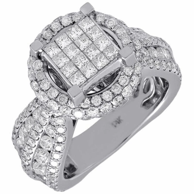 Pre-owned Jfl Diamonds & Timepieces Diamond Wedding Engagement Bridal Ring 14k White Gold Wide Euro Band 4.07 Ctw.