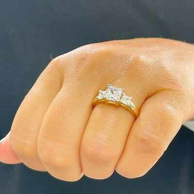 Pre-owned Gia Igi Certified 14k Solid Yellow Gold Princess Cut Diamond Engagement Ring 1.50ct In White/colorless