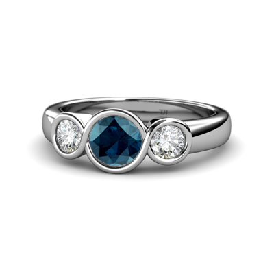 Pre-owned Trijewels Blue & White Diamond Infinity Three Stone Ring 1.90 Cttw In 14k Gold Jp:108960