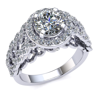 Pre-owned Jewelwesell 1.5carat Round Cut Diamond Bridal Halo Solitaire Bridal Engagement Ring 10k Gold