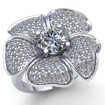 Pre-owned Jewelwesell 3ctw Round Diamond Ladies Personalized Cluster Flower Engagement Ring 18k Gold