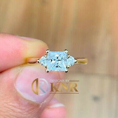Pre-owned Knr Inc 14k Yellow Gold Princess And Round Forever One Moissanite Engagement Ring 2.20ct