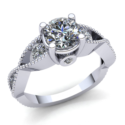 Pre-owned Jewelwesell Genuine 0.5ct Round Cut Diamond Ladies Infinity 3stone Engagement Ring 14k Gold