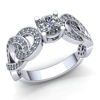 Pre-owned Jewelwesell Genuine 1.5ct Round Cut Diamond Ladies Fancy Solitaire Engagement Ring 18k Gold