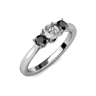 Pre-owned Trijewels Black & White Diamond Women 3 Stone Engagement Ring 1.04 Ct Tw 14k Gold Jp:8911