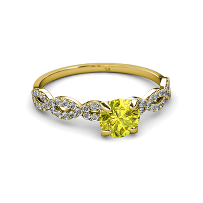 Pre-owned Trijewels Yellow & White Diamond Infinity Engagement Ring 1.63ct 14k Yellow Gold Jp:111250
