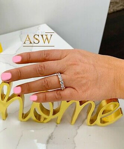 Pre-owned Asw 14k Solid Rose Gold Round Cut Moissanite Engagement Band Eternity 5.00ctw In Pink
