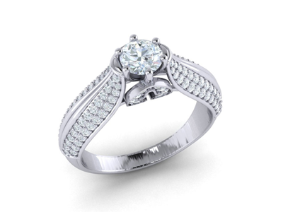 Pre-owned Jewelwesell Genuine 1.2ct Round Cut Diamond Solitaire With Accented Engagement Ring 14k Gold