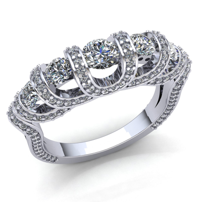 Pre-owned Jewelwesell 2ctw Round Diamond Ladies Personalized 5stone Bridal Engagement Ring 14k Gold