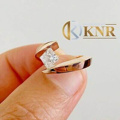 Pre-owned Knr 14k Rose Gold Princess Forver One Moissanite Engagement Ring Tension 1.00ct In Pink