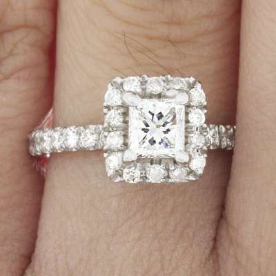 Pre-owned Tiffany & Co Gia Certified Diamond Engagement Ring 1.50 Ctw Princess Cut 14k White Gold In I (with Slight Tint Of Color)