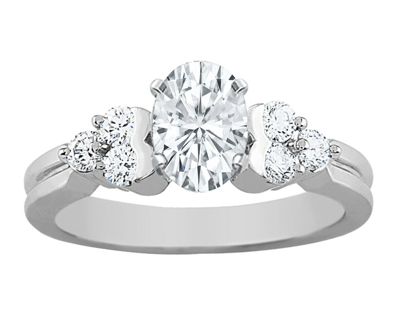 Pre-owned Tiffany & Co Gia Certified 1.50 Carat Oval & Round Cut Diamond Engagement Ring 14k White Gold In H (near Colorless)