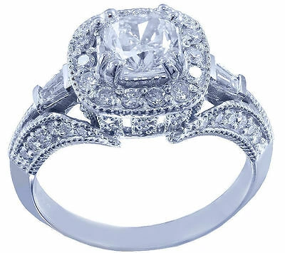 Pre-owned Knr 18k White Gold Cushion Cut Diamond Engagement Ring Antique 1.56ctw H-vs2 Egl Usa