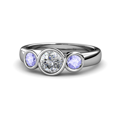 Pre-owned Trijewels Diamond & Tanzanite Infinity Three Stone Ring 1.47 Cttw In 14k Gold Jp:108756
