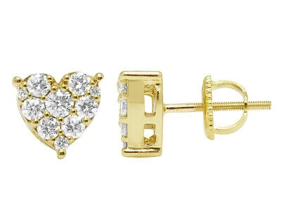 Pre-owned Jewelry Unlimited Heart-shaped 0.8ct Egl Certified Vvs Real Diamond Earrings 10k Gold In G-h