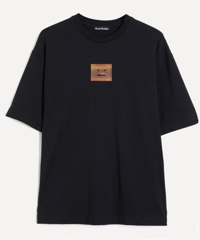 Acne Studios Crew-neck Slogan Face T-shirt In Black