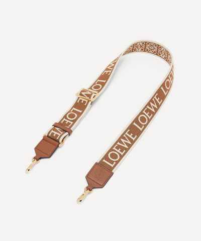 Loewe Anagram Jacquard And Calfskin Strap In Tan