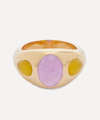 MISSOMA 18CT GOLD-PLATED GOOD VIBES TRIPLE GEMSTONE DOME RING