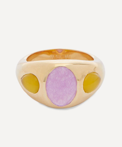 Missoma 18ct Gold-plated Good Vibes Triple Gemstone Dome Ring In Multi