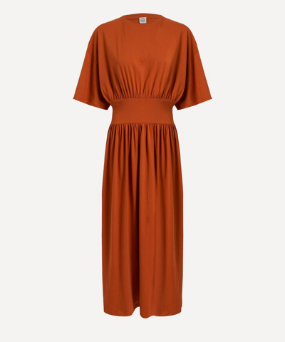 Totême Cotton Banded Waist T-shirt Dress In Bloody Mary